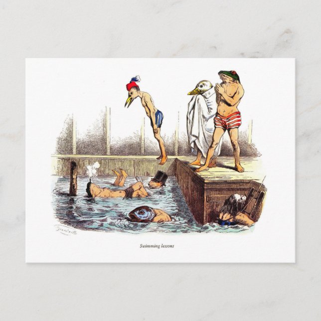 Postal Lecciones De Natación (Anverso)