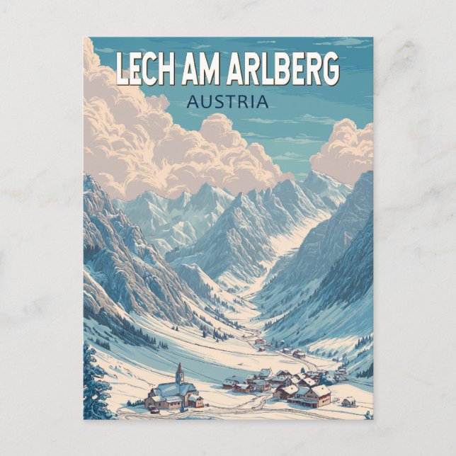 Postal Lech am Arlberg Austria Ilustracion Arte de Viajes (Anverso)