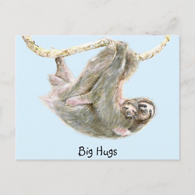 Postal Leche, bebé con mamá acariciando "Big Hugs" (Anverso)