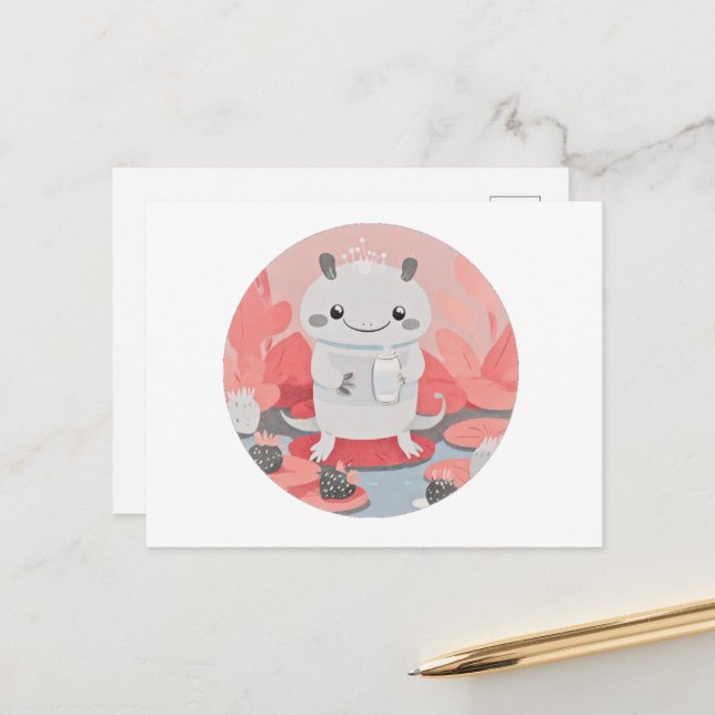 Postal Leche de consumo de Axolotl (Anverso/Reverso In Situ)