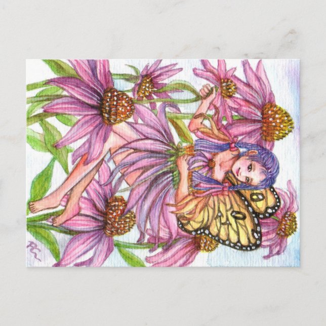 Postal Leche de flores moradas de cono (Anverso)