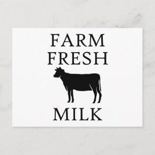 Postal Leche fresca de granja, vaca