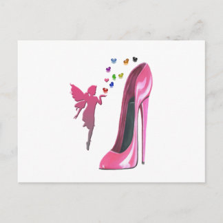 Postal Leche rosa y arte de zapatos de Stiletto