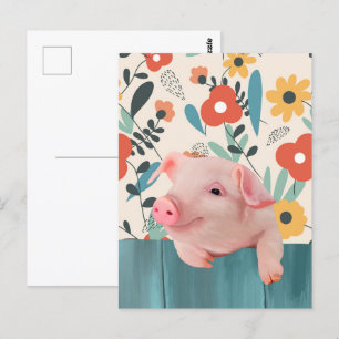 Postal Lechón acogedor   Animales para bebés