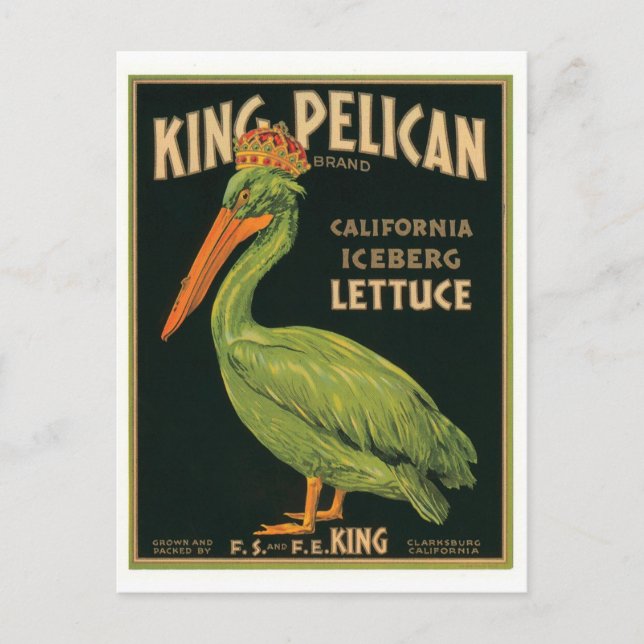 Postal Lechuga de iceberg de rey Pelican Clarksburg (Anverso)