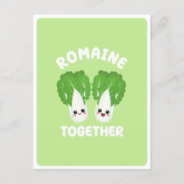 Postal Lechuga romana kawaii Pareja Comida Vegetariana J