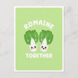 Postal  Lechuga romana kawaii Pareja Comida Vegetariana J
