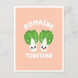 Postal Lechuga romana kawaii Pareja Pun comida vegetal