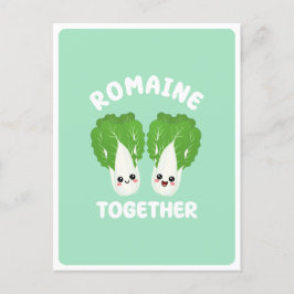 Postal Lechuga romana kawaii Pareja Pun de Verduras Comi