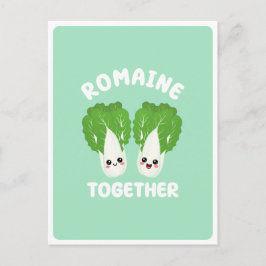 Postal  Lechuga romana kawaii Pareja Pun de Verduras Comi
