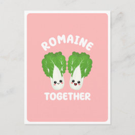 Postal  Lechuga romana kawaii Pareja Verdura Comida Juego