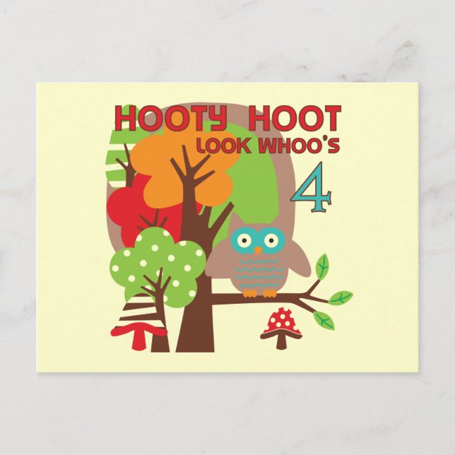 Postal Lechuza 4 camisetas y regalos de cumpleaños de T (Anverso)