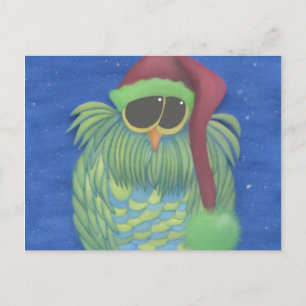Postal Lechuza Adorable con Santa Hat