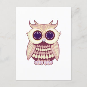 Postal Lechuza amarilla rosa