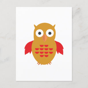 Postal Lechuza amarilla y roja