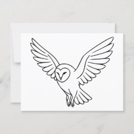 Postal Lechuza Barn en arte en línea de vuelo