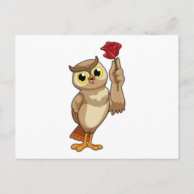 Postal Lechuza con Rosa (Anverso)