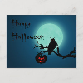 Postal Lechuza de calabaza nocturna de Halloween