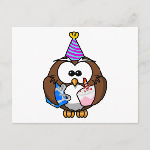 Postal Lechuza de fiesta de cumpleaños