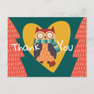 Postal Lechuza de invierno de bosque de bosques de cut