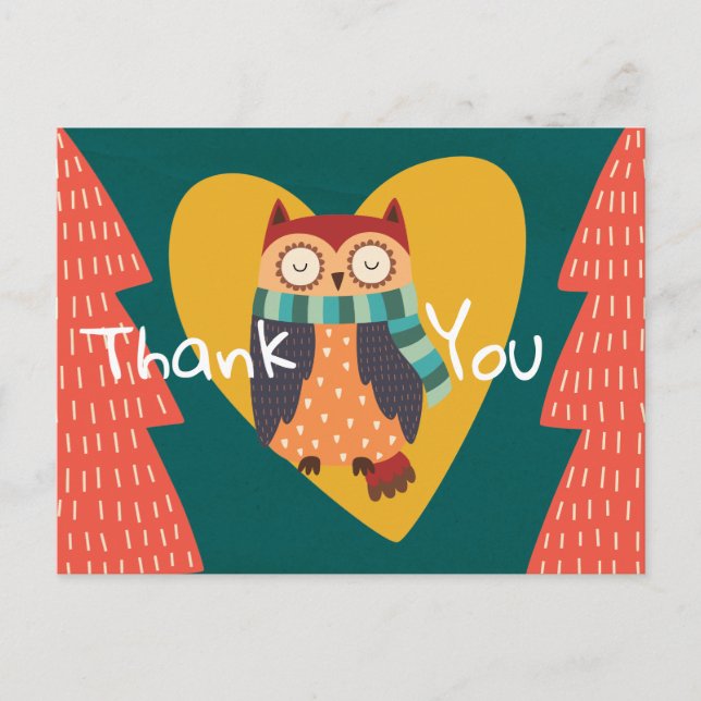 Postal Lechuza de invierno de bosque de bosques de cut (Anverso)