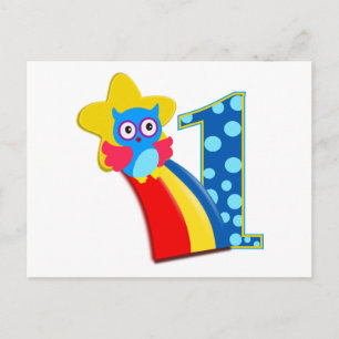Postal Lechuza de primer cumpleaños