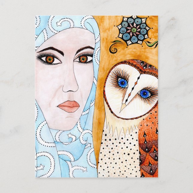 Postal Lechuza, de velo & mujer (Anverso)