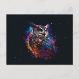 Postal Lechuza espacial colorida