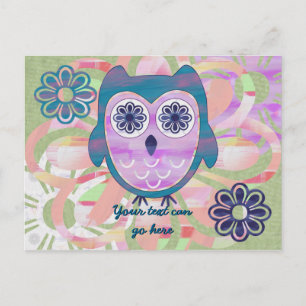 Postal Lechuza floral cuta
