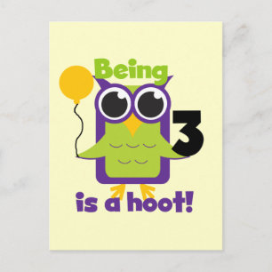 Postal Lechuza Hoot 3er cumpleaños camisetas y regalos