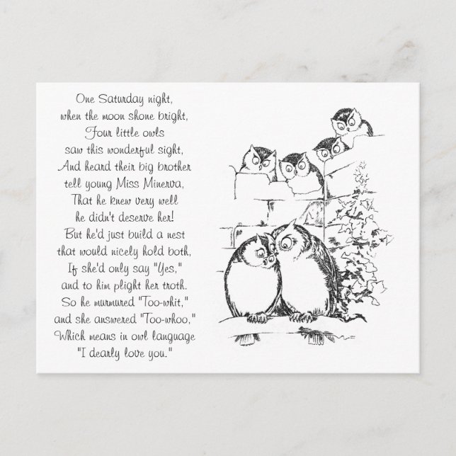 Postal Lechuza leñadora tiene audiencia (Anverso)