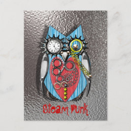 Postal Lechuza mecánica divertida de Punk de vapor azul r
