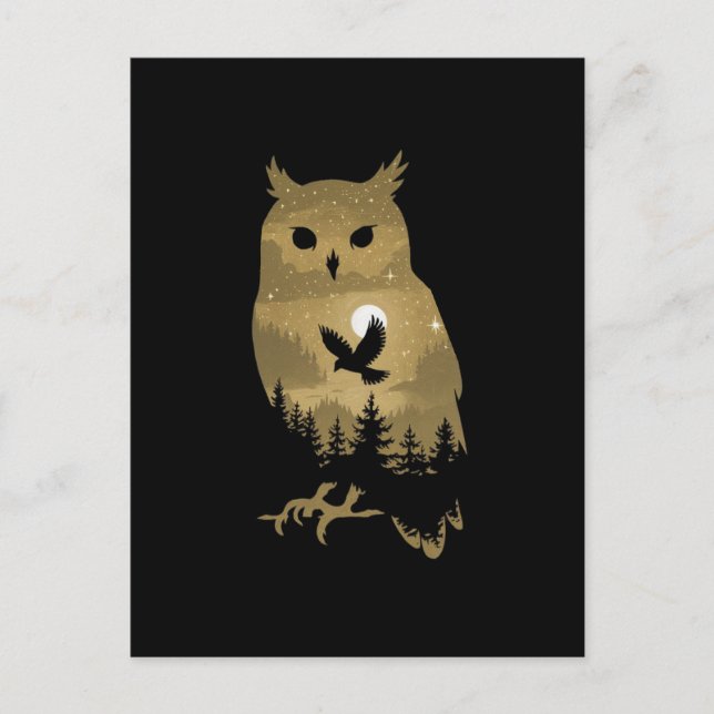 Postal Lechuza nocturna Silhouette (Anverso)