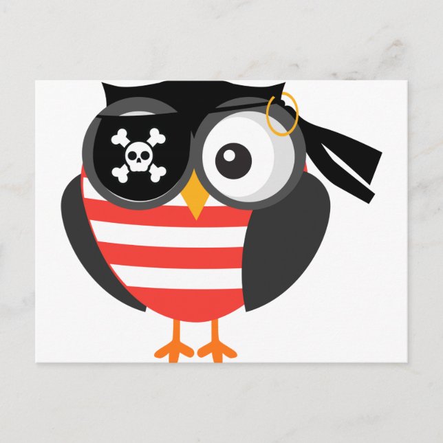 Postal Lechuza pirata personalizado Retro Halloween (Anverso)