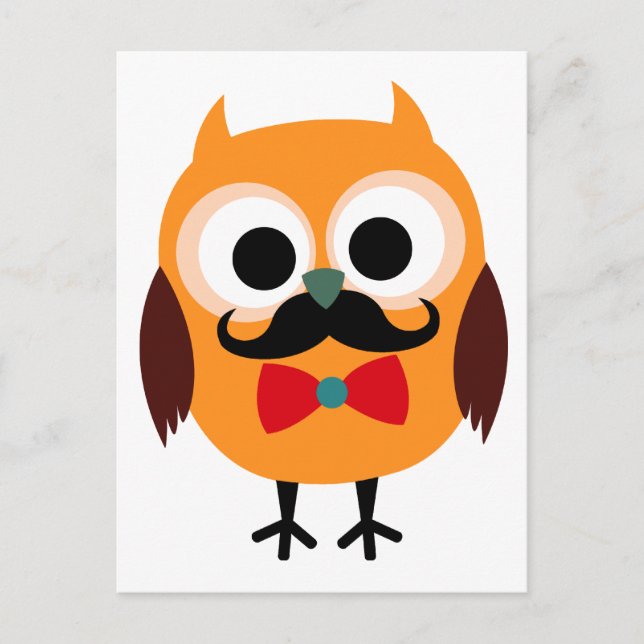 Postal Lechuza Retro con manillar Mustache (Anverso)