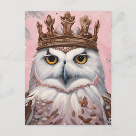 Postal Lechuza rosa en una corona