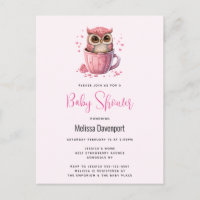 Lechuza rosada en una Copa Baby Shower