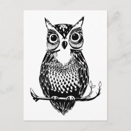 Postal Lechuza simple ilustrada