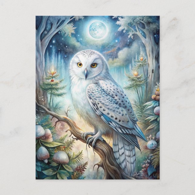 Postal Lechuza Snowy (Anverso)
