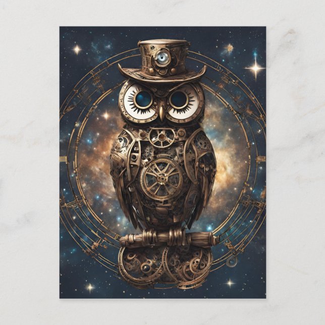 Postal Lechuza Steampunk (Anverso)