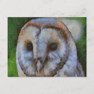 Postal Lechuza Tawny En Arte Pointillista