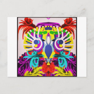 Postal Lechuza Tribal Con Muchos Colores