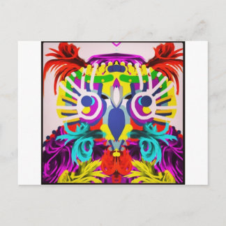 Postal Lechuza Tribal Con Muchos Colores