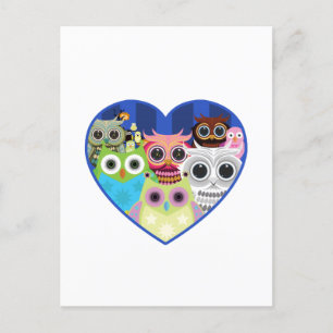 Postal Lechuzas de amor