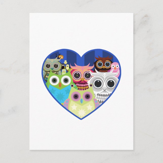 Postal Lechuzas de amor (Anverso)