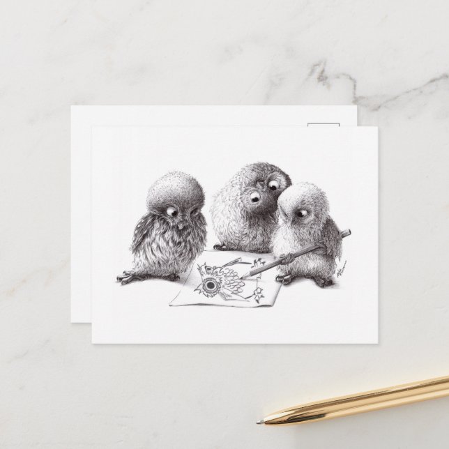 Postal Lechuzas de artistas (Anverso/Reverso In Situ)