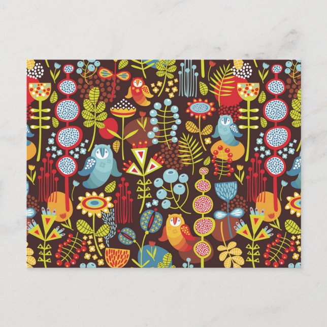 Postal Lechuzas en el bosque (Anverso)