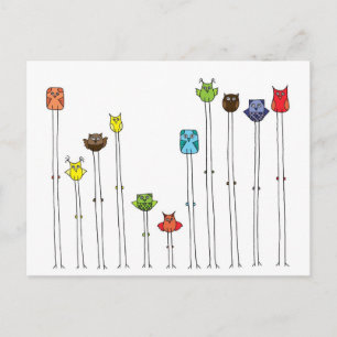 Postal Lechuzas En Multicolores