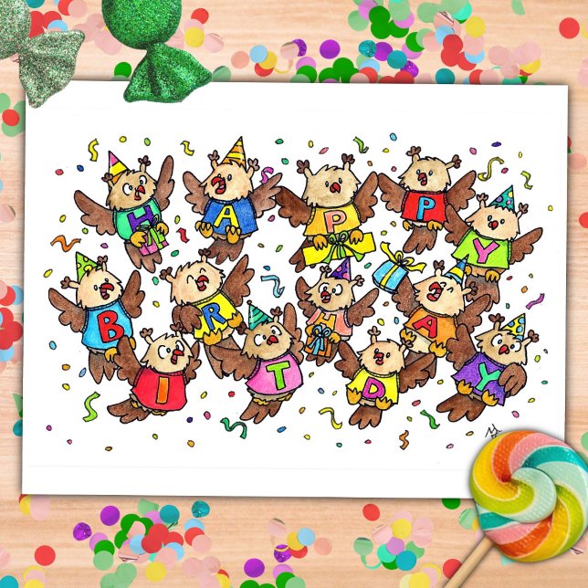 Postal Lechuzas felices de cumpleaños por Nicole Janes (Subido por el creador)