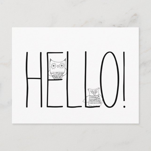 Postal Lechuzas nocturnas Hola (Anverso)